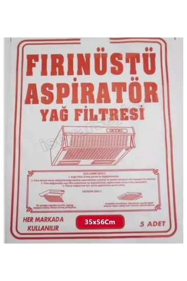 Fırınüstü Kağıt Aspiratör Yağ Filtresi Bez Filitre 5 Adet 35x56 Cm Her Markaya Uygundur Fırınüstü Kağıt Yağ Filtres